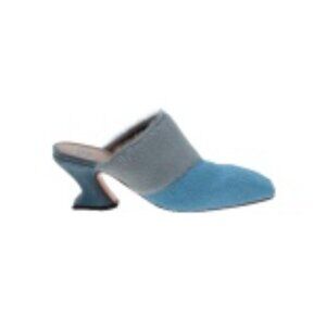 JOHN FLUEVOG.  Majesty Blue Mule Heels.  Size 6.